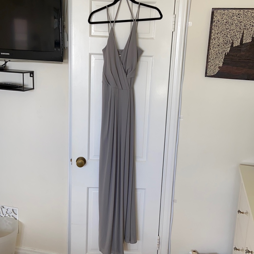 David’s bridal wrap bridesmaid dress in Mercury